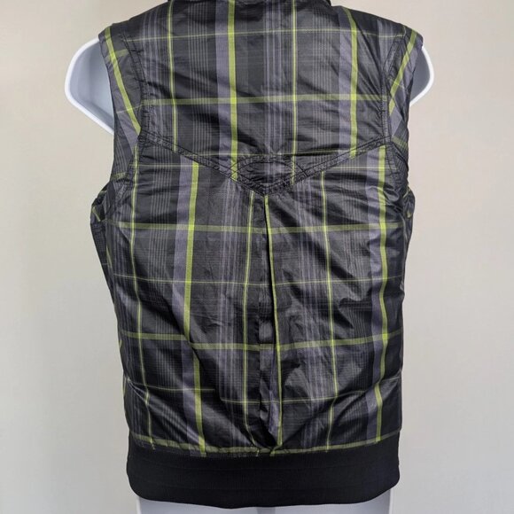 Nike Women’s M Reversible Golf Vest Gray Purple Green Plaid Full Zip Pocket Hood - Picture 6 of 10